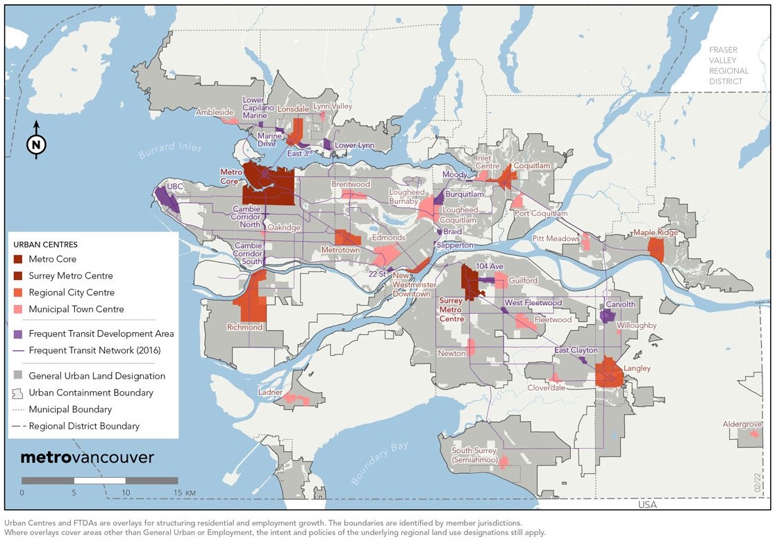 Metro 2050 Map (Major Transit Corridors and Major Transit Network Urban Centres Map